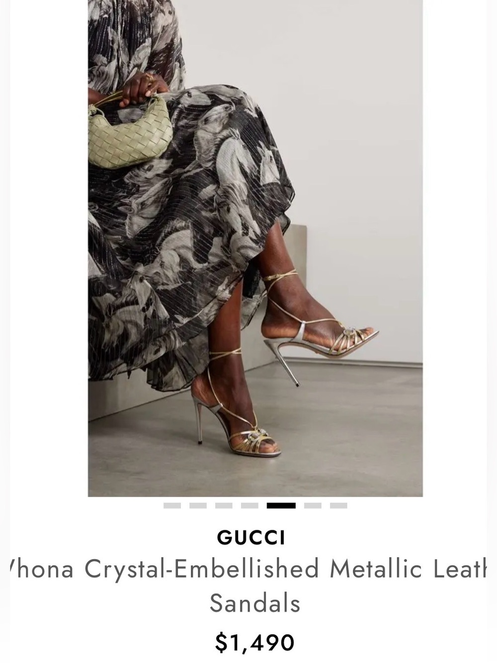 gucci whona crystal embellished metallic leather sandals - Picture 2 of 8
